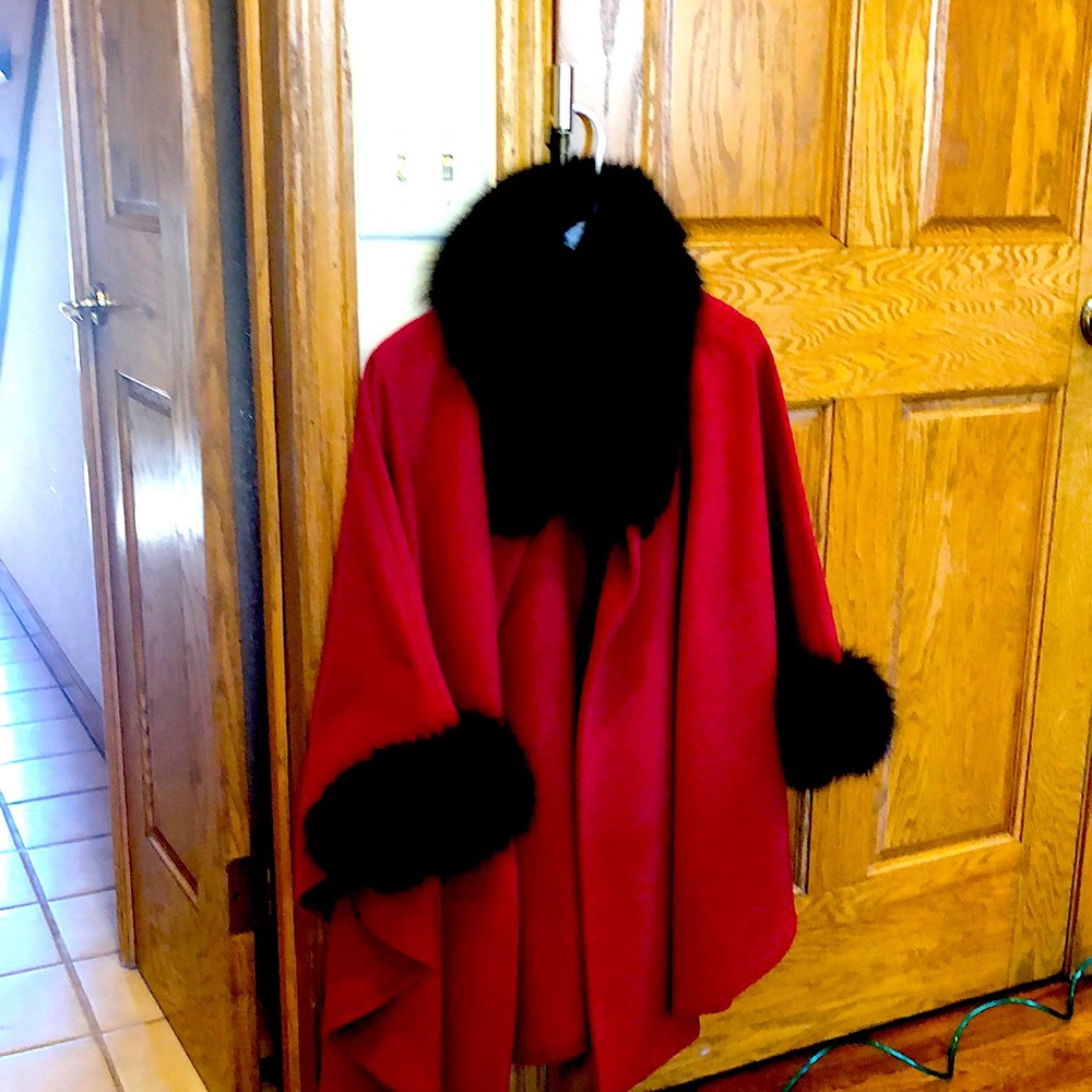 Red Malle cashmere poncho.